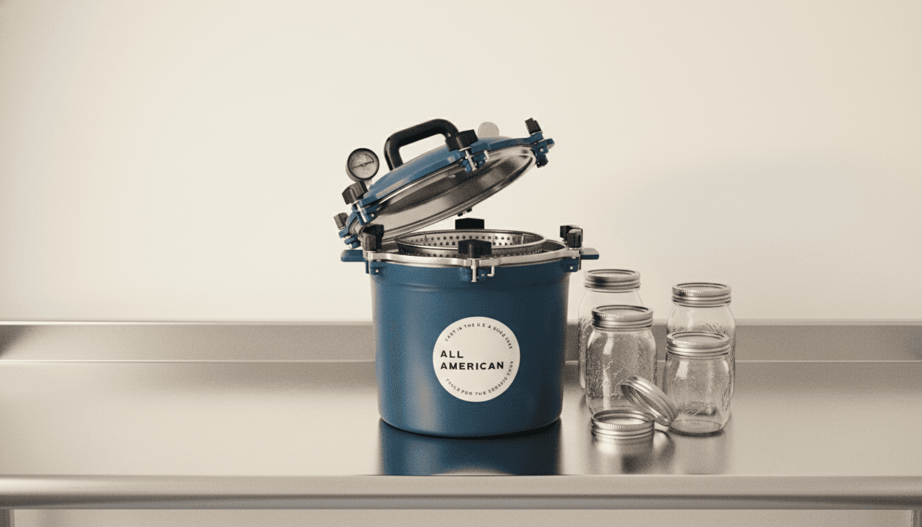Professional autoclave sterilizer with mason jars loaded on rack in a mushroom cultivation laboratory