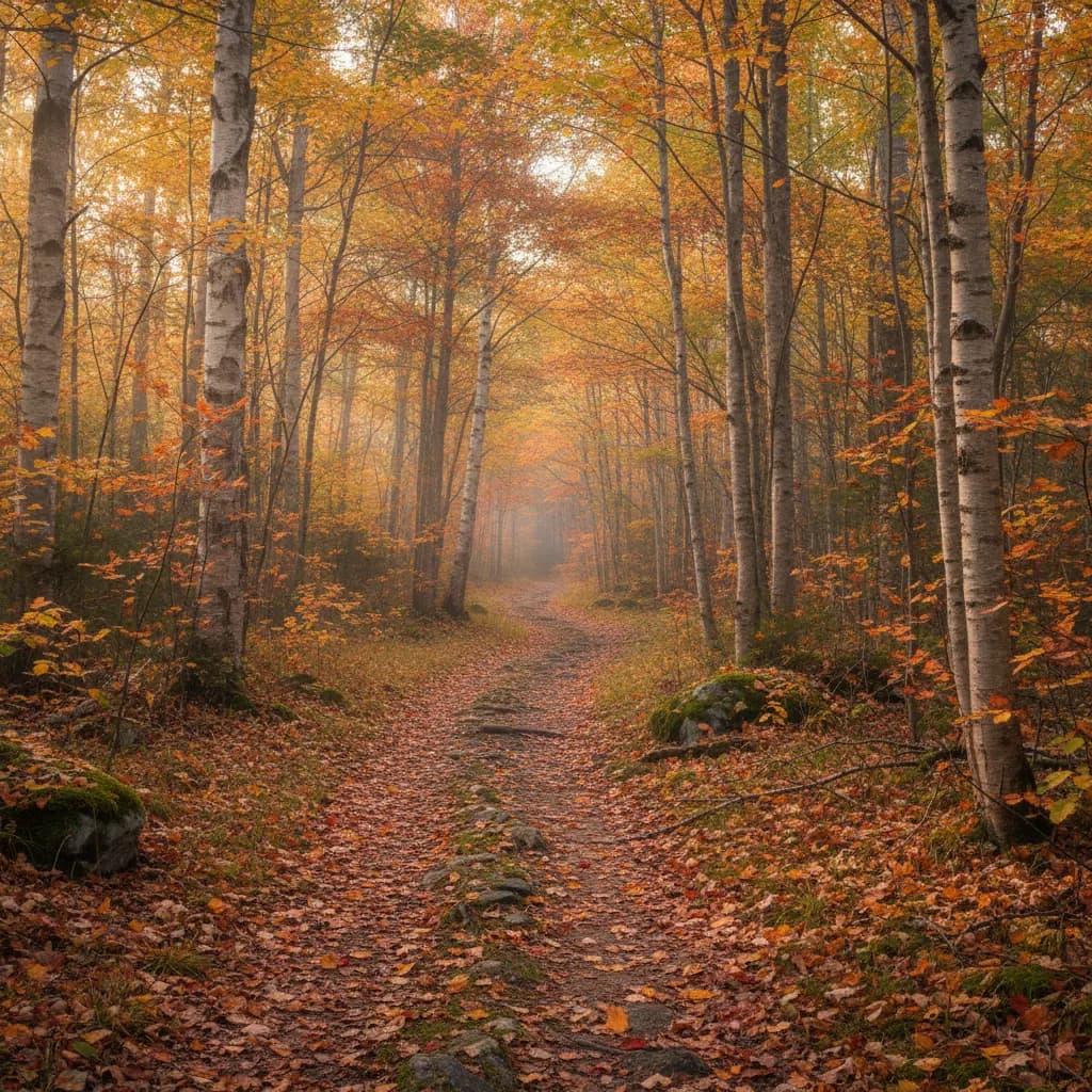 Wild mushrooms growing on the forest floor in an Ontario hardwood forest