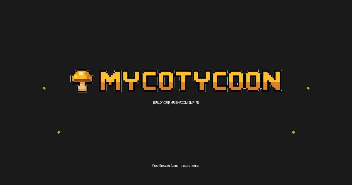 MycoTycoon retro arcade game screen showing a mushroom farming empire simulation with pixel art graphics