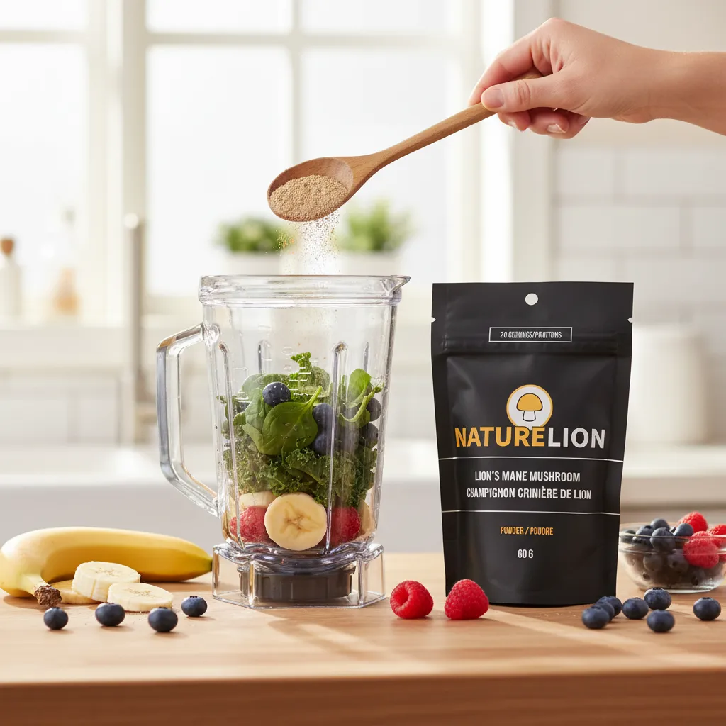 Mushroom powder pouches for coffee, tea, smoothies, and recipes