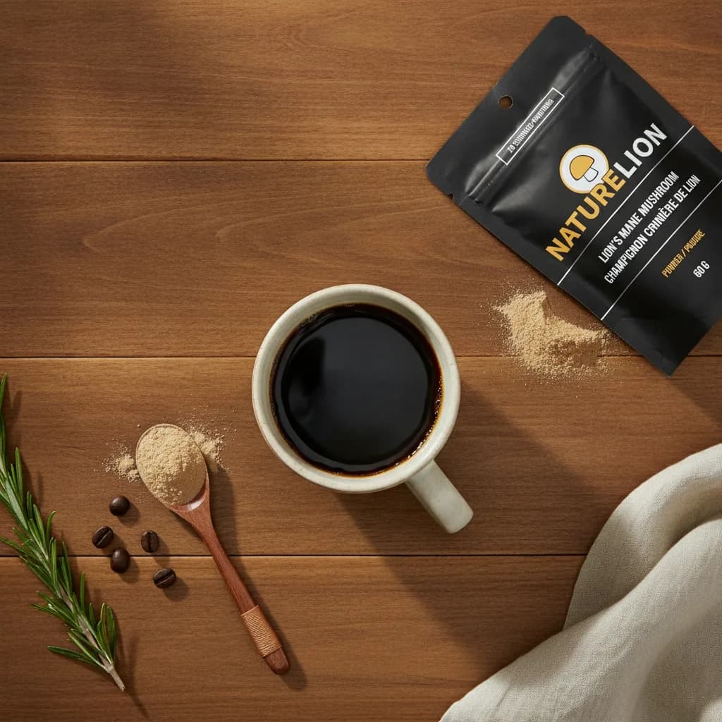 Mushroom coffee made with mushroom powder