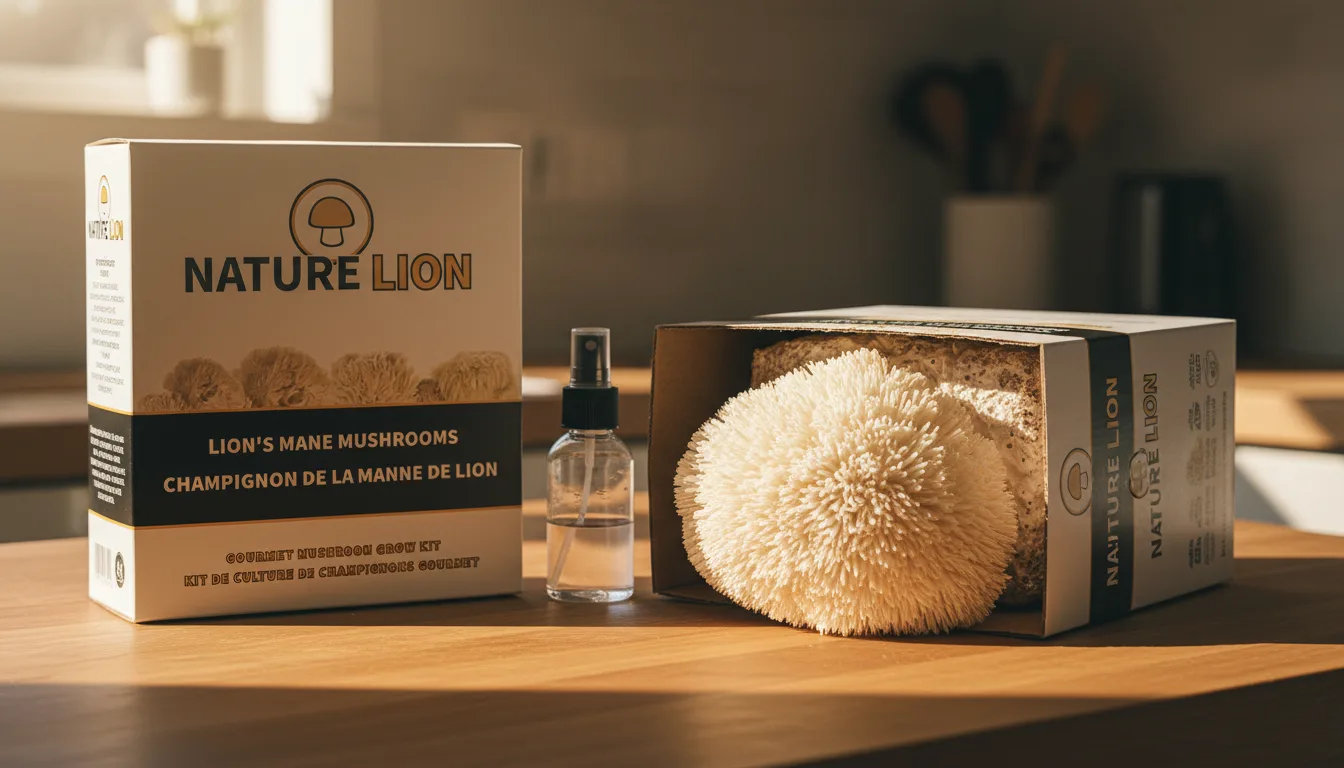Nature Lion grow kit with lion's mane mushroom fruiting