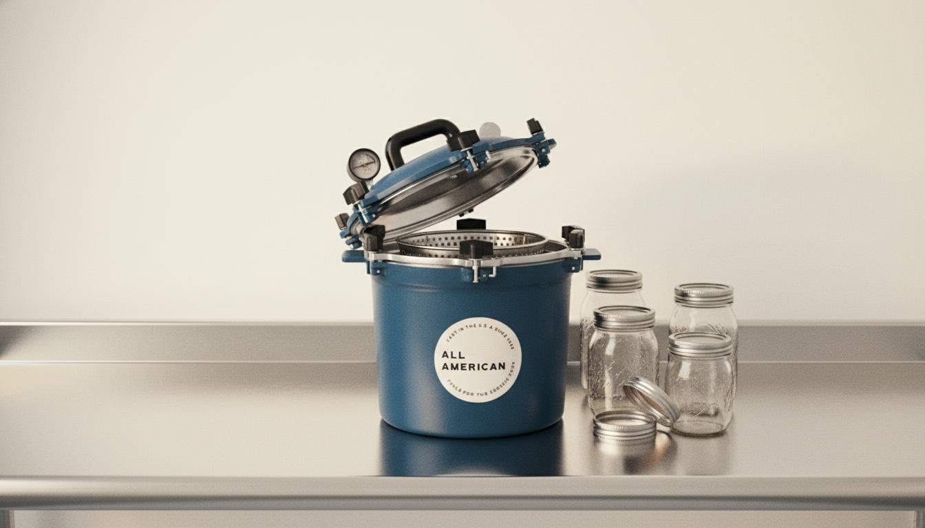Professional autoclave sterilizer with mason jars loaded on rack in a mushroom cultivation laboratory