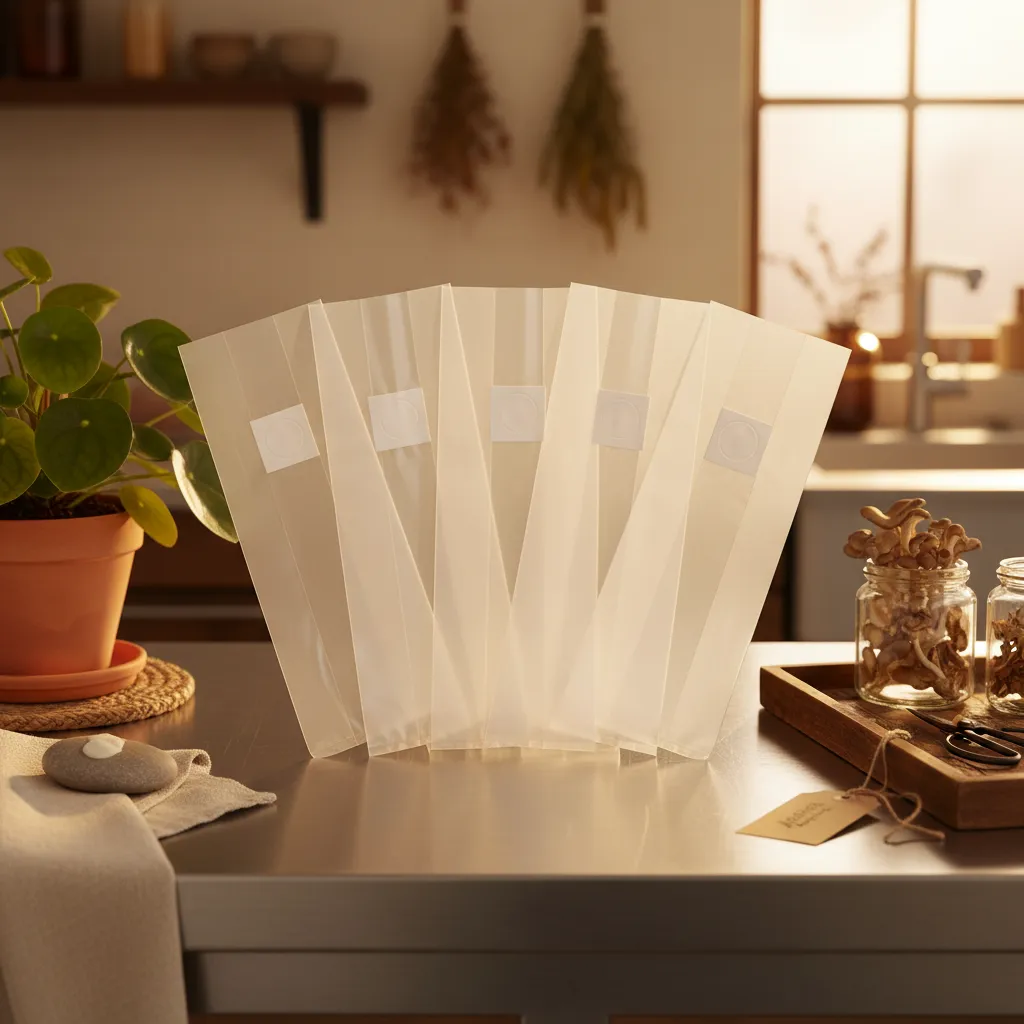 Mushroom grow bags for grain spawn and fruiting blocks