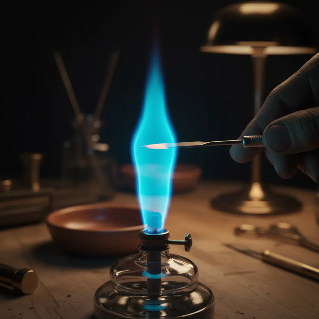 Flame-sterilizing a scalpel — essential sterile technique for agar transfers