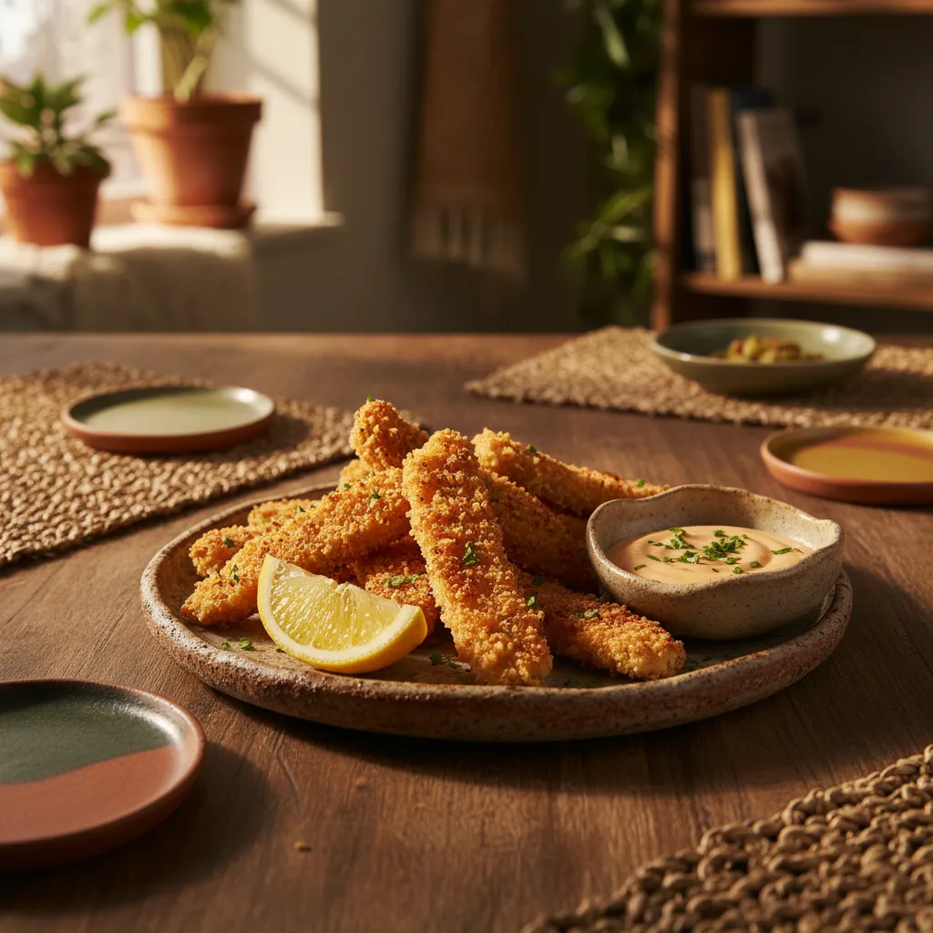 Crispy pan-fried chicken of the woods strips — looks and tastes like chicken