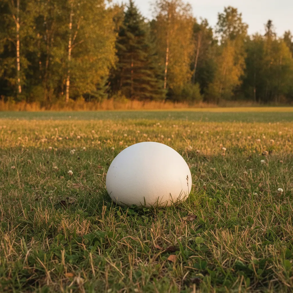 A giant puffball in the grass at an Ontario meadow edge