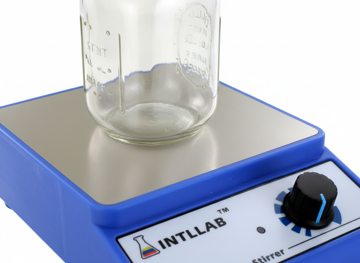 Closeup of magnetic stir plate creating a vortex in a mason jar of honey liquid culture