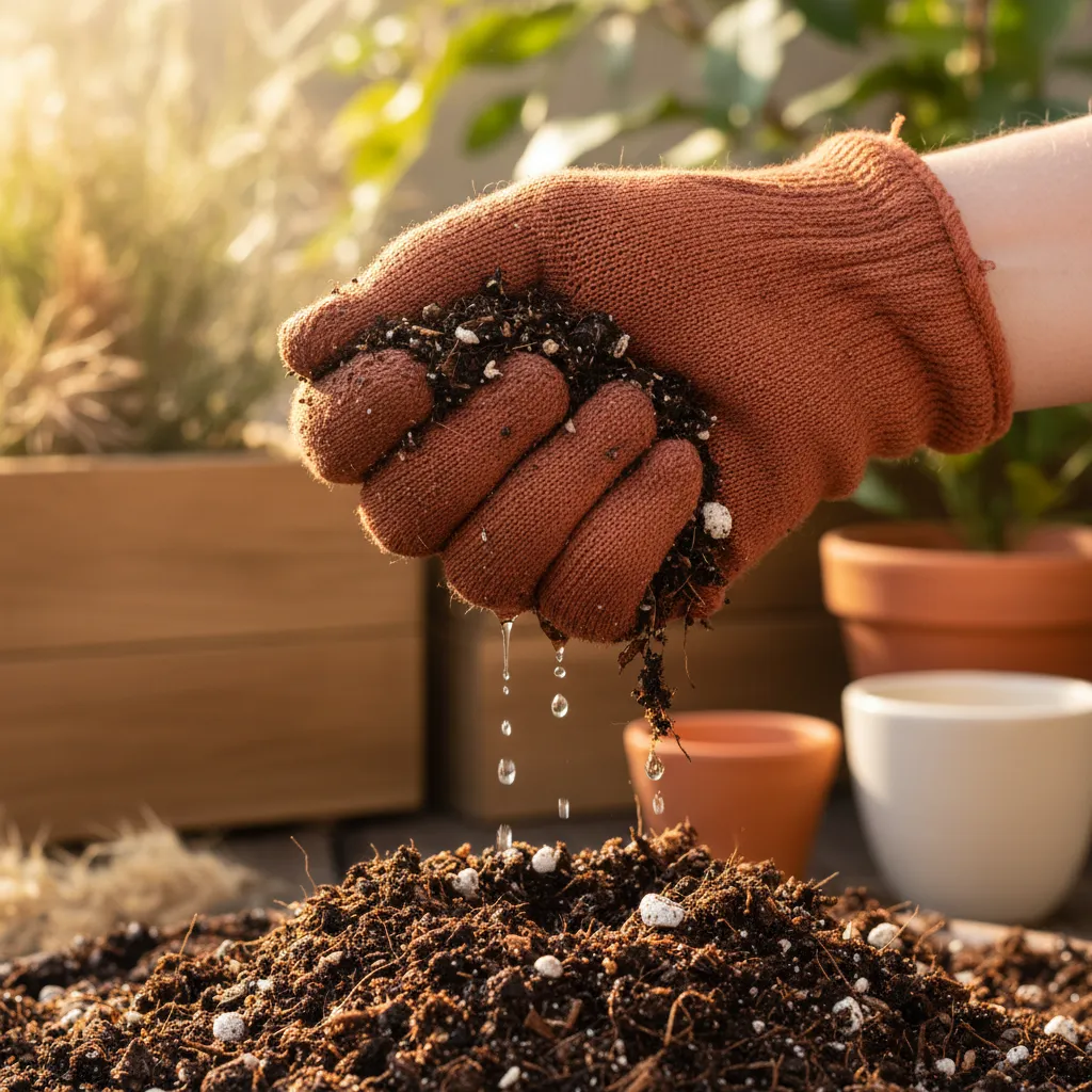 The squeeze test — checking substrate moisture content by hand