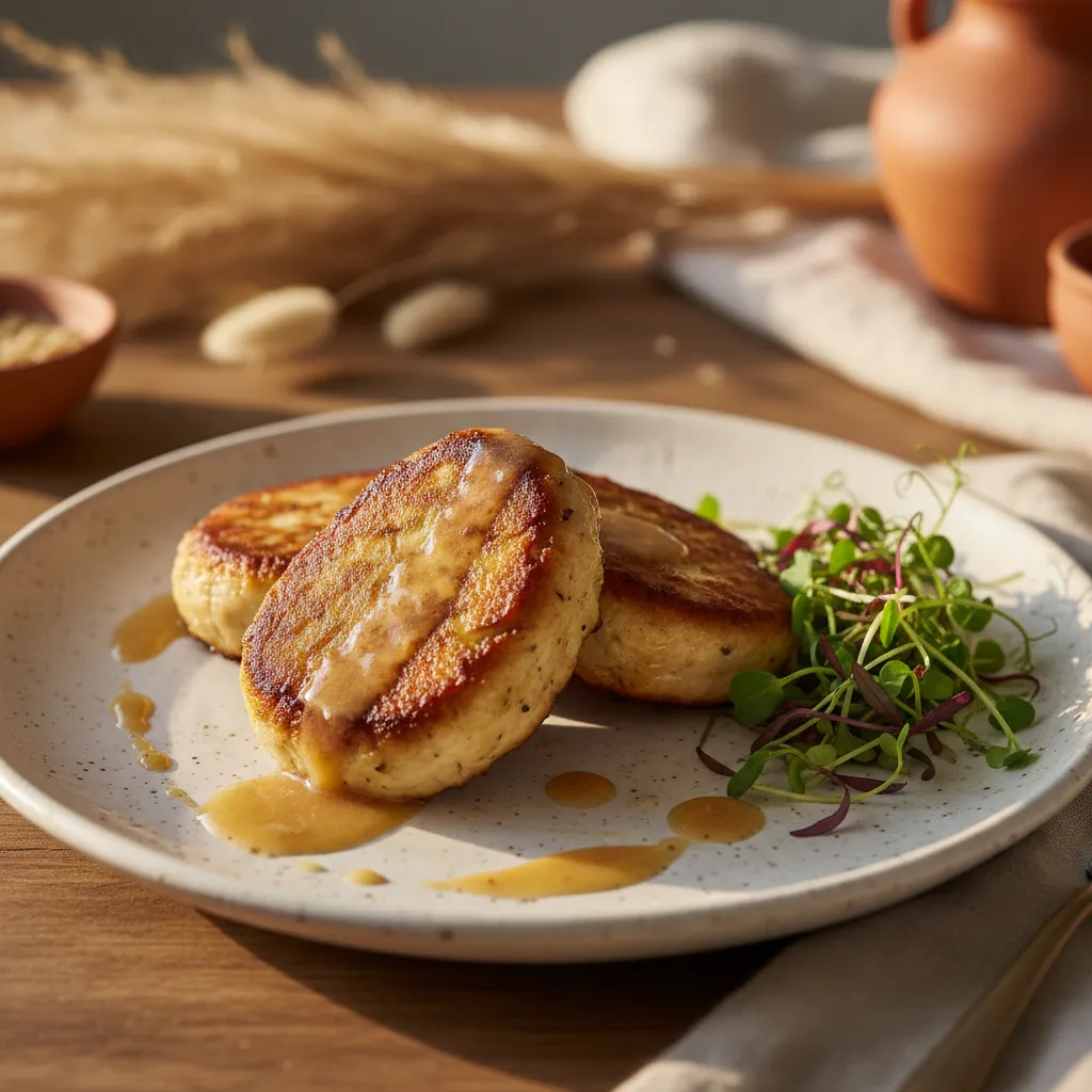 Pan-seared lion's mane steaks with brown butter — restaurant-quality plating