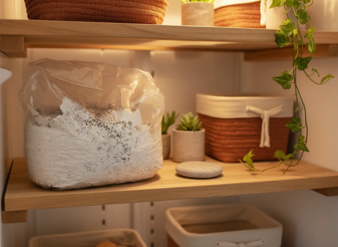 Bags of fresh grain spawn ready for use