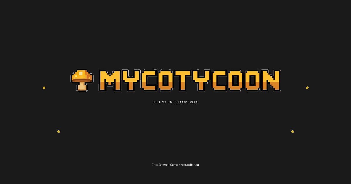 MycoTycoon retro arcade game screen showing a mushroom farming empire simulation with pixel art graphics