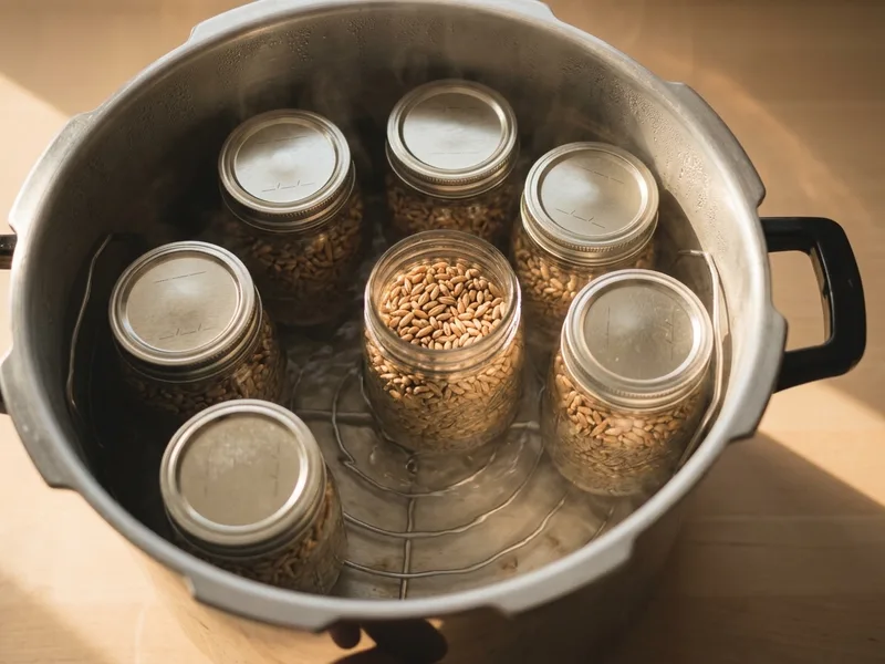 A stovetop pressure canner venting steam